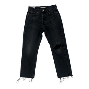 Levi's® Premium WEDGIE STRAIGHT FIT WOMEN'S DISTRESSED BLACK JEANS SZ 27
